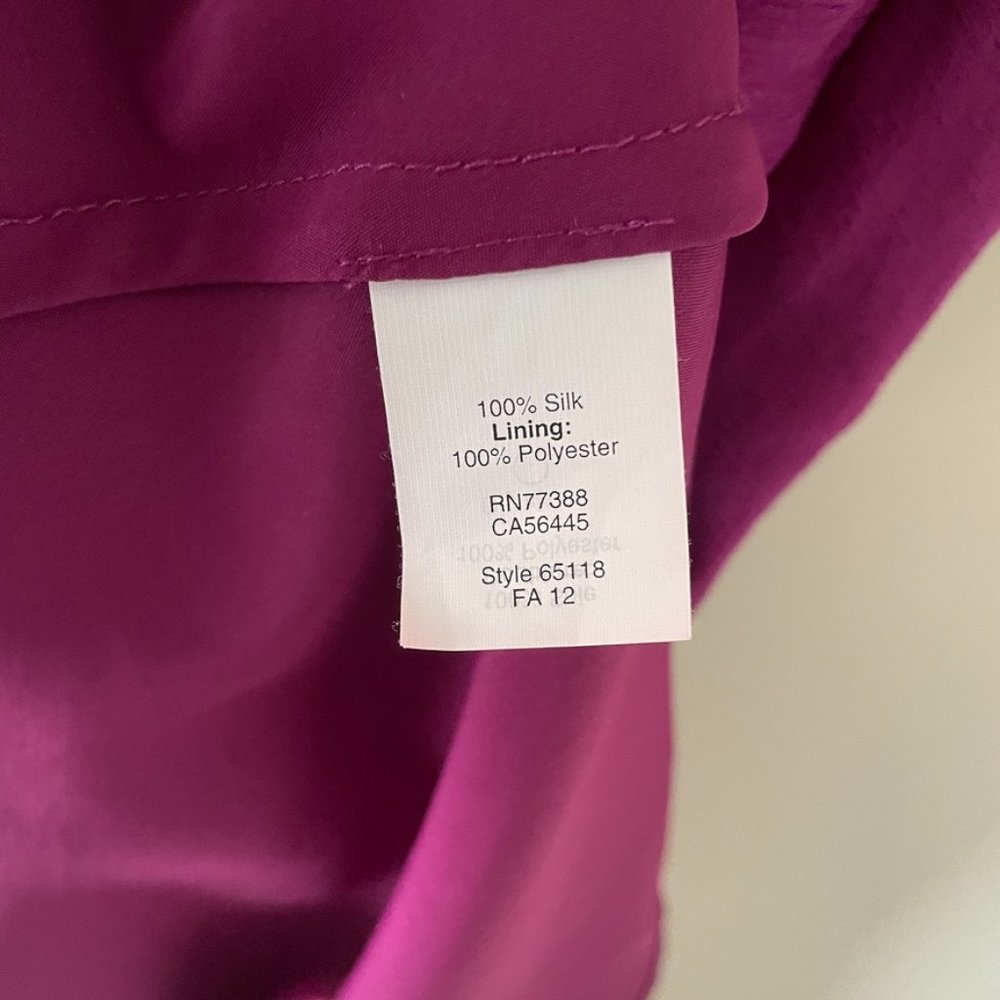 J Crew | Silk Chiffon Ruffle Magenta Dress - Size 6 - Picture 10 of 13